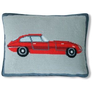 Jonathan Adler Sports Car Needlepoint Pillow